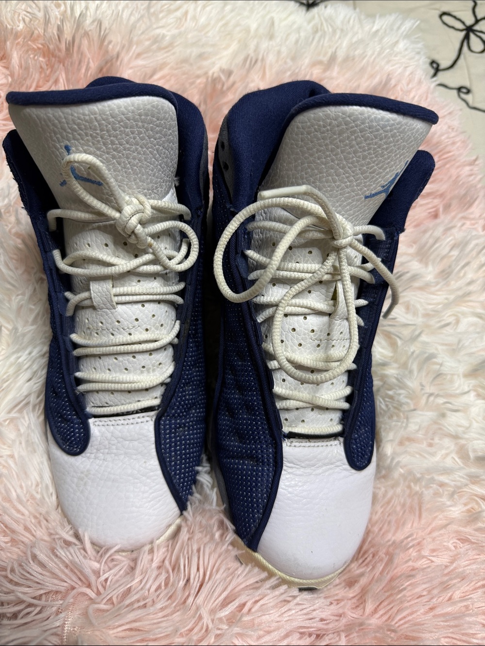 Jordan Retro High-Top Sneakers in White and Navy